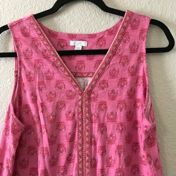 J. Jill Pink Patterned Sleeveless Blouse Petite Large - Picture 2 of 5